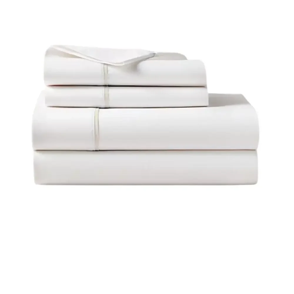 New Ralph Lauren Organic Cotton Percale Palmer Twin Flat Sheet White/Sand Dune